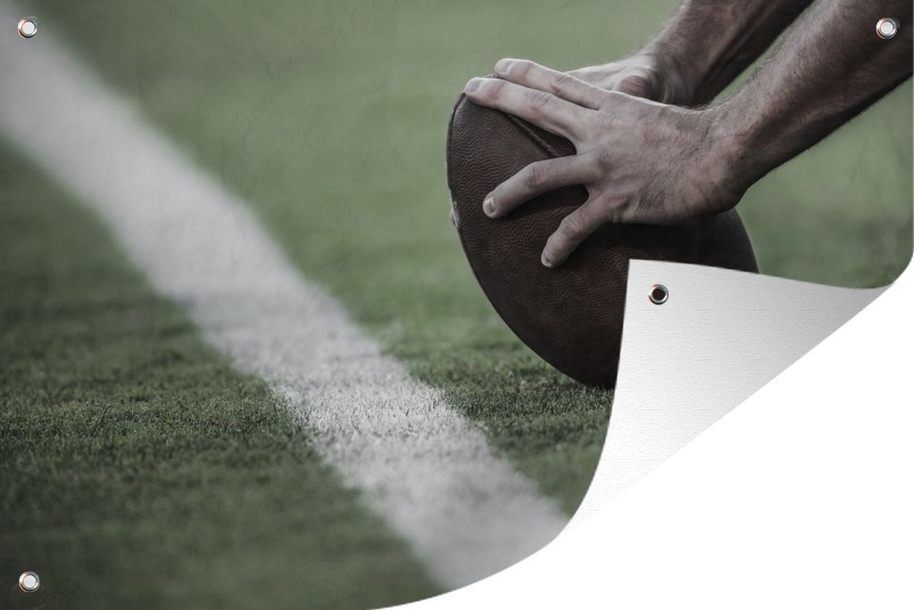 MuchoWow 120x80 cm Outdoor-Poster Gartendeko Sichtschutz Garten Poster für den Garten Hände auf einem American Football