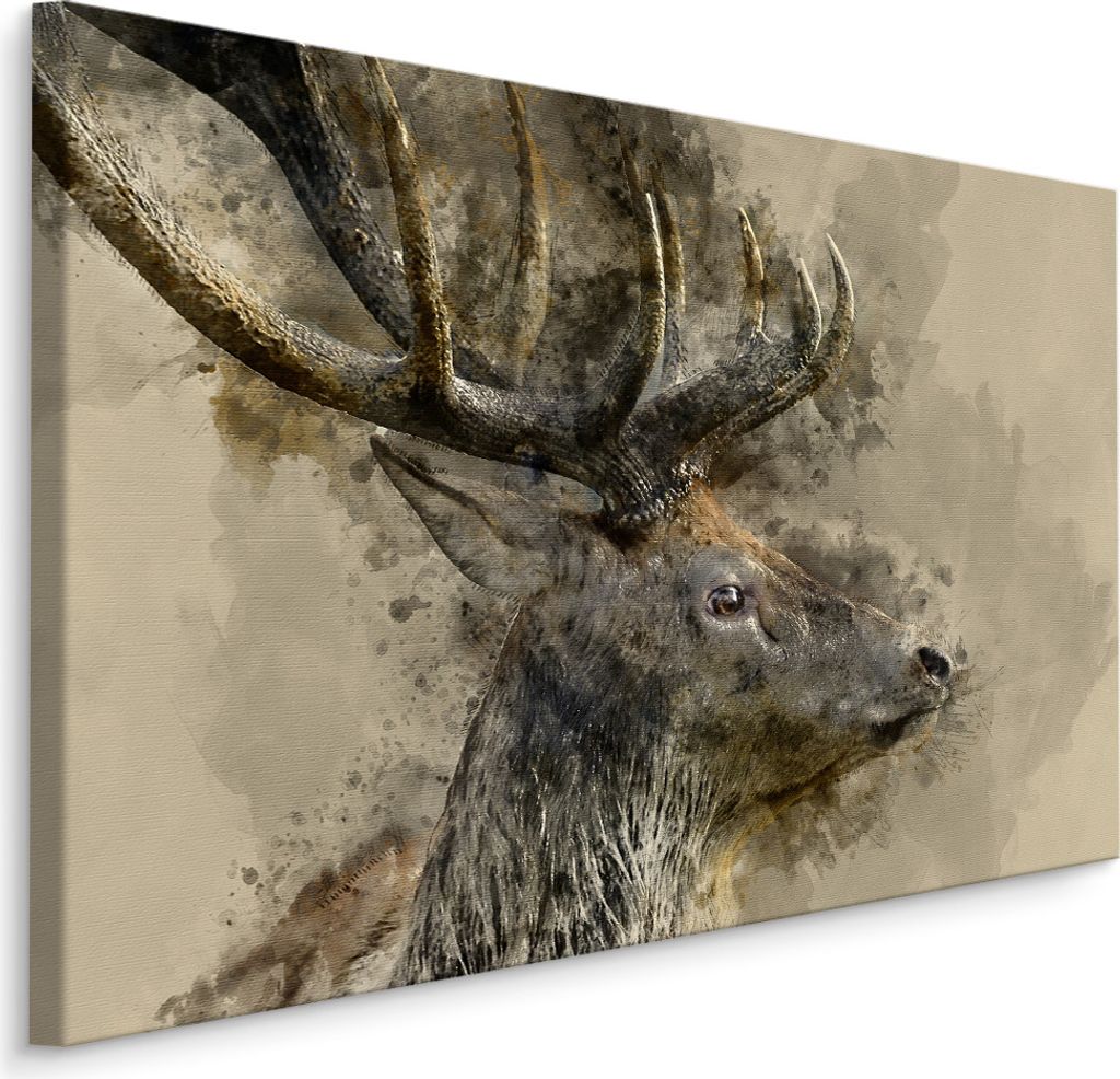 Fabelhafte Canvas LEINWAND BILDER 100x70 cm XXL Kunstdruck Tiere Hirsch Abstraktion