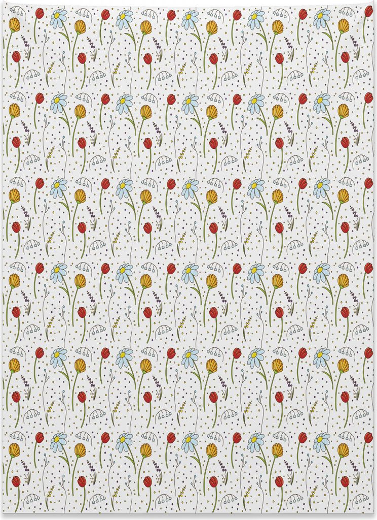 Abakuhaus Gänseblümchen Wandteppich, Frühling Gartenarbeit Thema aus Weiches Mikrofaser Stoff Kein Verblassen Klare Farben Waschbar, 110 x 150 c...