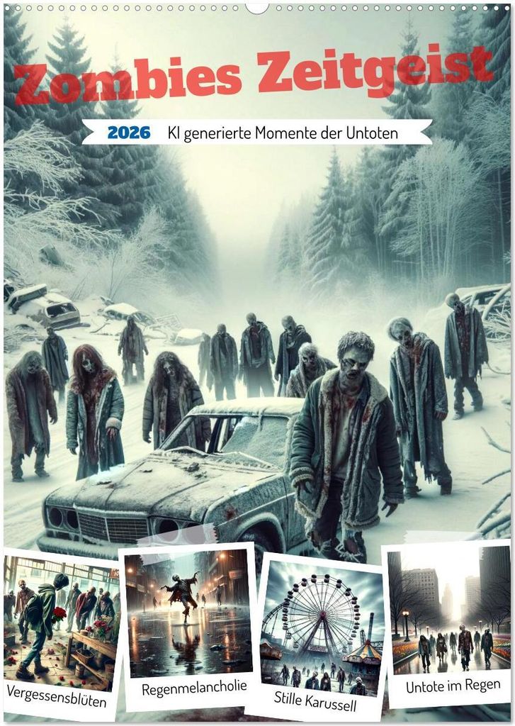 Zombies Zeitgeist - KI generierte Momente der Untoten (Wandkalender 2026 DIN A2 hoch), CALVENDO Monatskalender