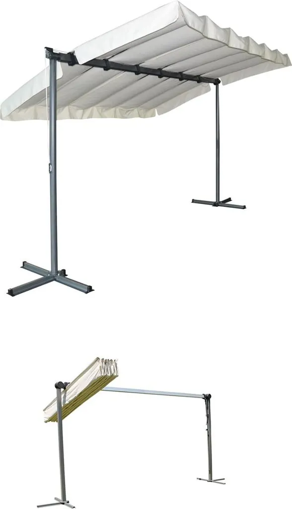 Pergola 3,6x2,5m contre la Chaleur : Toile Pivotante Grise Anti-UV Époxy