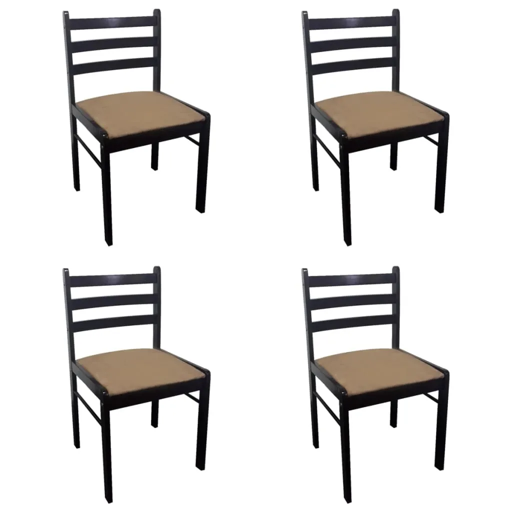 vidaXL Chaises de salle à manger 4 pcs en bois d'hévéa marron et velours