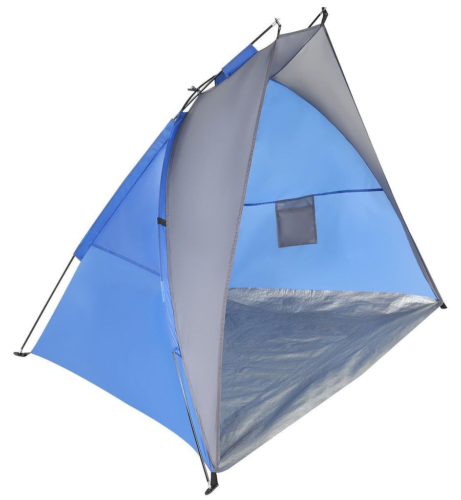 Strandmuschel ENERO CAMP SUN 200x120x120 cm – Grau-Blau – Sonnenschutz & Windschutz für Strand & Camping