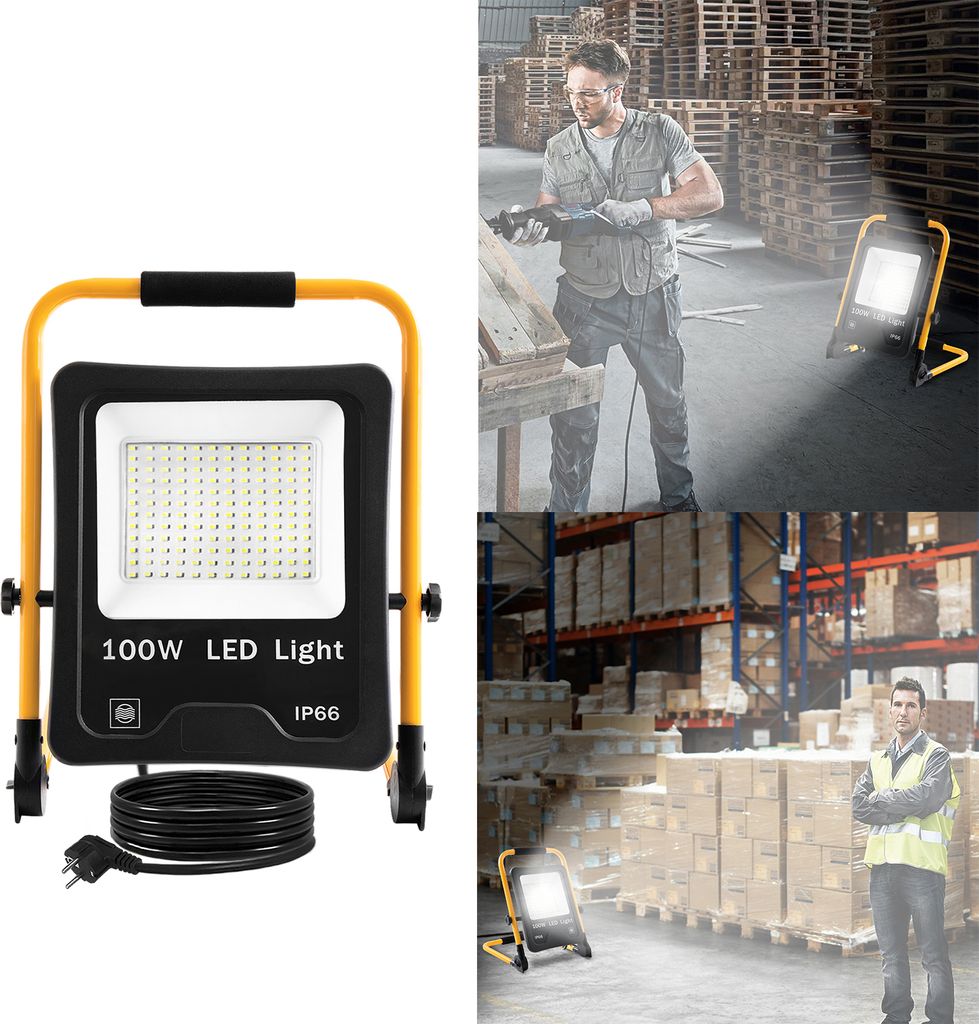 UISEBRT 100W LED Fluter Flutlicht Kaltweiß Mit Stecker Produktbild 