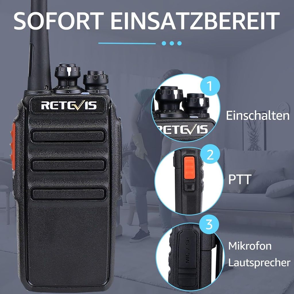 Retevis RT24 Vysílačky, PMR446 Bezplatné profesionální Obrázek produktu 3