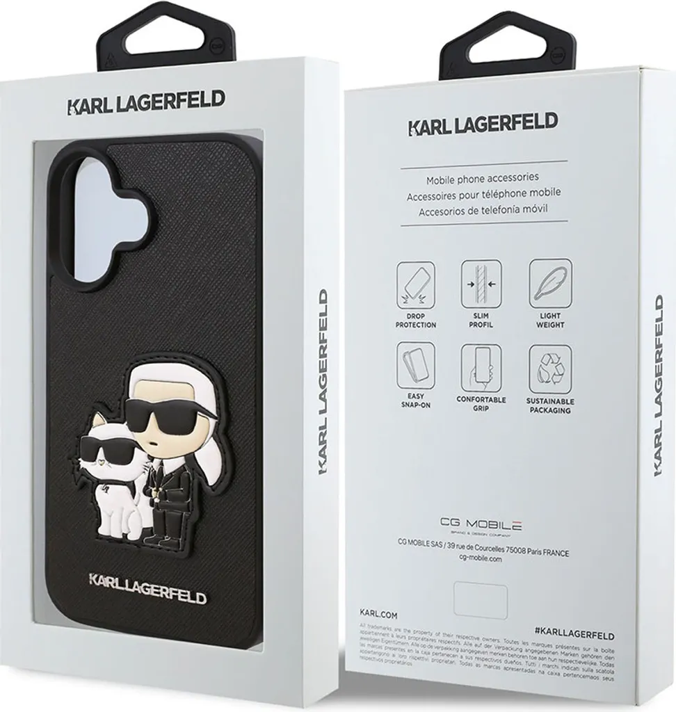 Cover Originale Karl Lagerfeld iPhone 16 Plus Saffiano Nero - 5