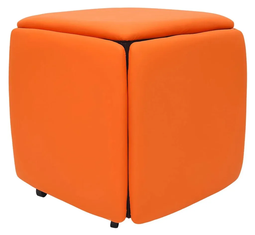 Siège de maquillage ergonomique mousse souple et acier orange à roues