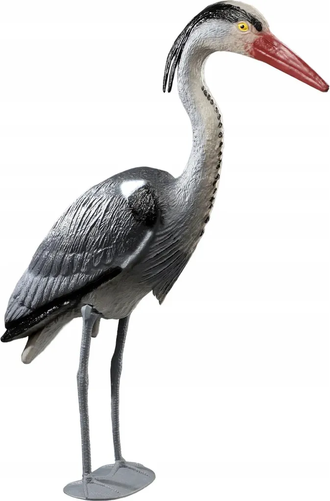 Statue héron 70 cm en plastique haute qualité - Ornement gris extérieur