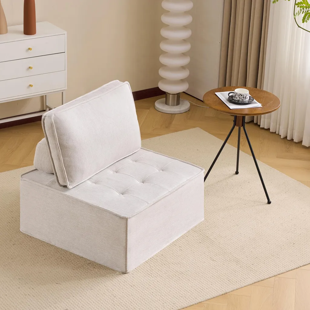 Pouf lounge et fauteuil TV individuel en lin pour chambre d'amis