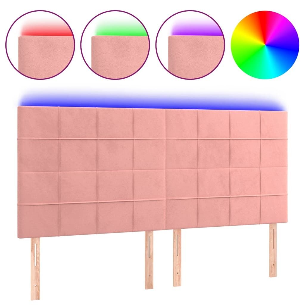 vidaXL LED Kopfteil Rosa 200x5x118/128 cm Samt