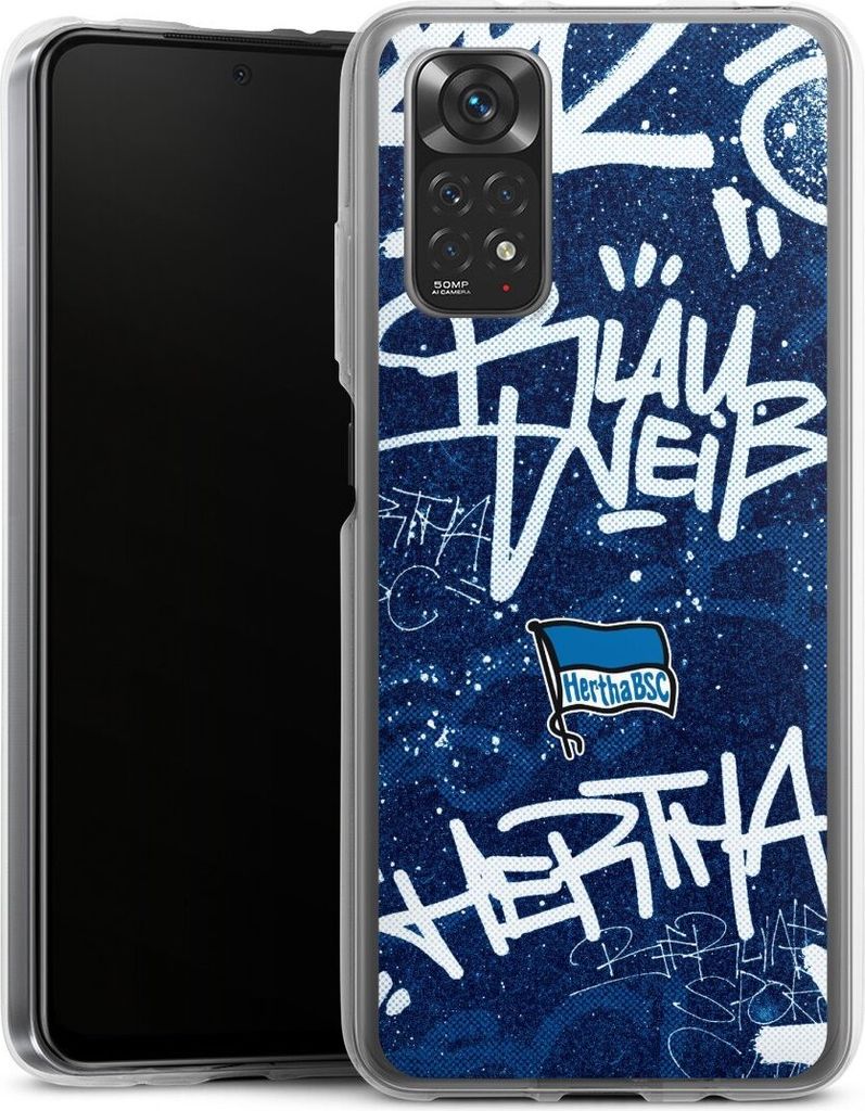 DeinDesign Handyhülle für Xiaomi Redmi Note 11 4G Silikon Hülle Case Smartphone Schutzhülle Graffiti Hertha BSC Offizielles Lizenzprodukt