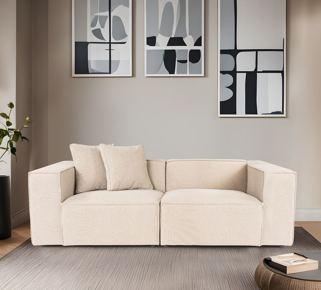 Hanah Home, Lora 2 Seater - Peach, 2-Sitzer-Sofa, 100 % Hainbuche, Pfirsich, 220 x 108 x 65 cm