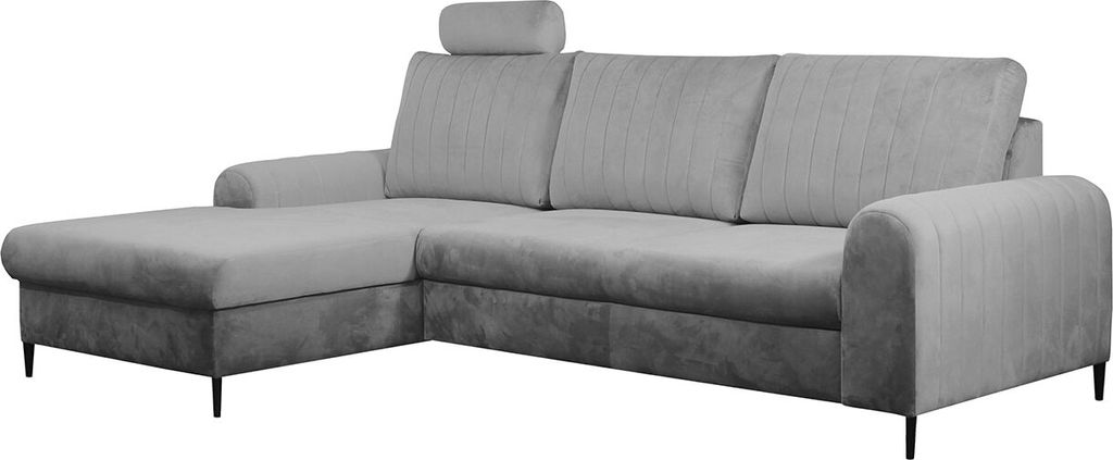 MIRJAN24 Ecksofa Simori, Stilvoll Eckcouch mit Bettkasten und Schlaffunktion (Farbe: Velluto 16, Seite: Links)