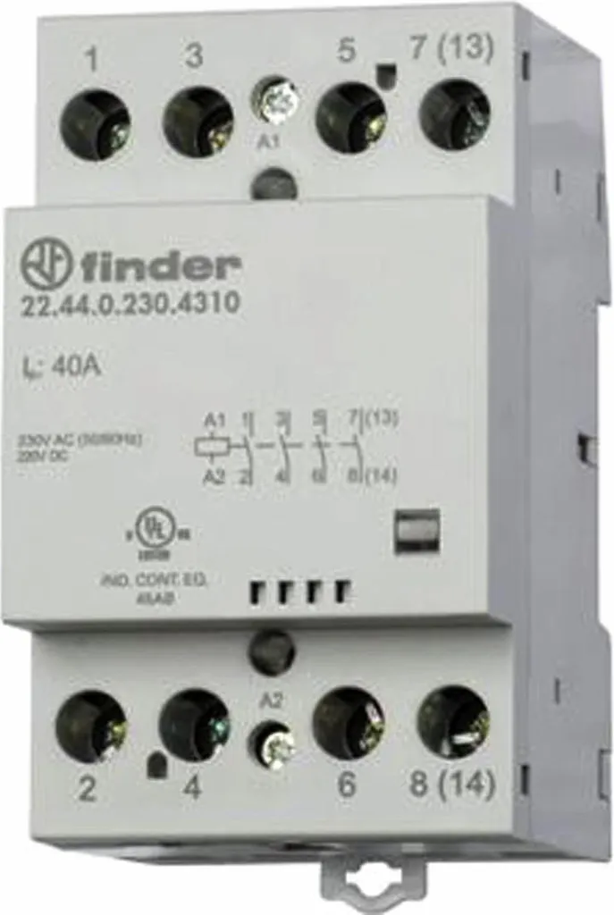 Finder 22.44.0.230.4310 Contattore 4 Poli 40A 230V AC/DC per Domotica