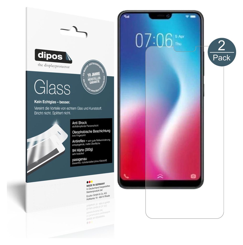 2x Schutzfolie für Vivo Y85 matt - Anti-Shock 9H Folie Produktbild 