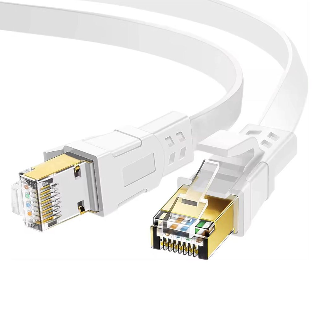 LAN Kabel Cat 8 Flach 3m Weiß – Netzwerkkabel RJ45 Ethernet Produktbild 