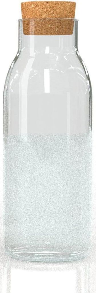 Karaf 2er-Pack (1,2 Liter) mit Korkdeckel und Etiketten - Weinkaraffe Milch Saft Hafermilchflasche Wasserflasche Waschmittel Aufbewahrung