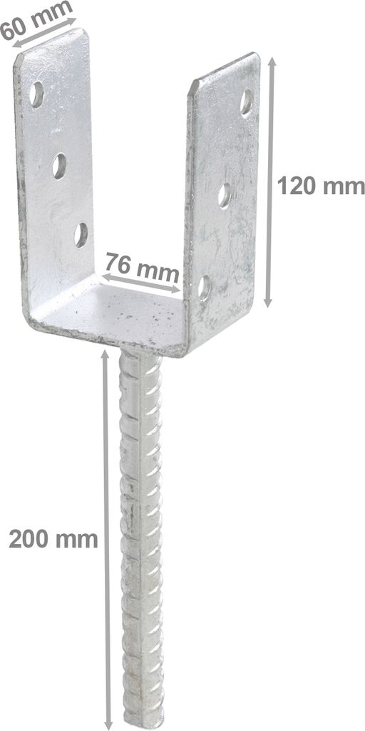 Podpera stĺpika pozinkovaná 76 x 120 x 60 x 4,0 mm Obrázok produktu 