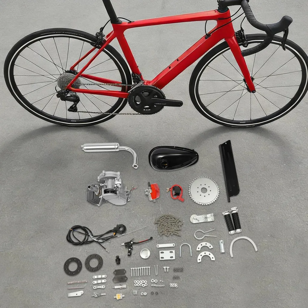 Moteur à essence pour vélo 100cc 2 temps Kit conversion complet Argent