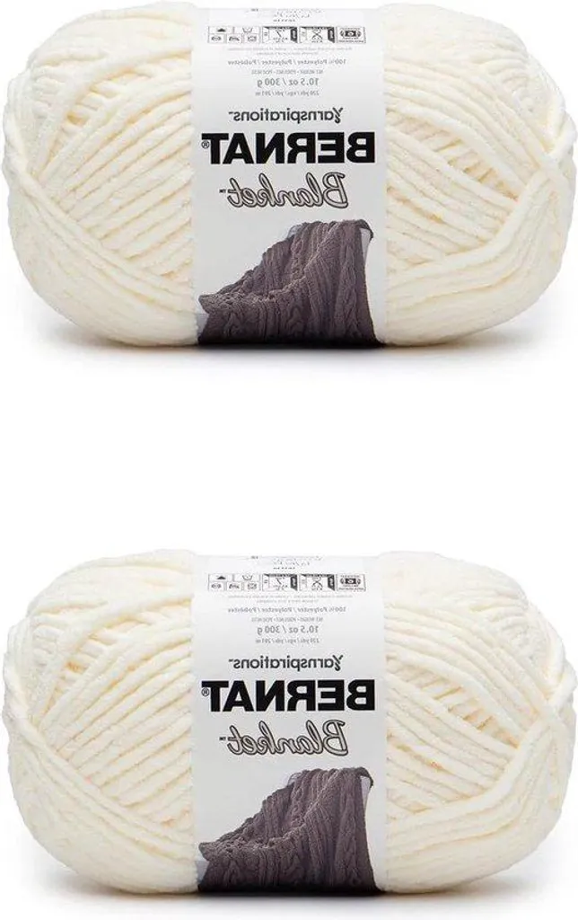 Fil à tricoter anti-bouloche blanc polyester super bulky 2 pelotes