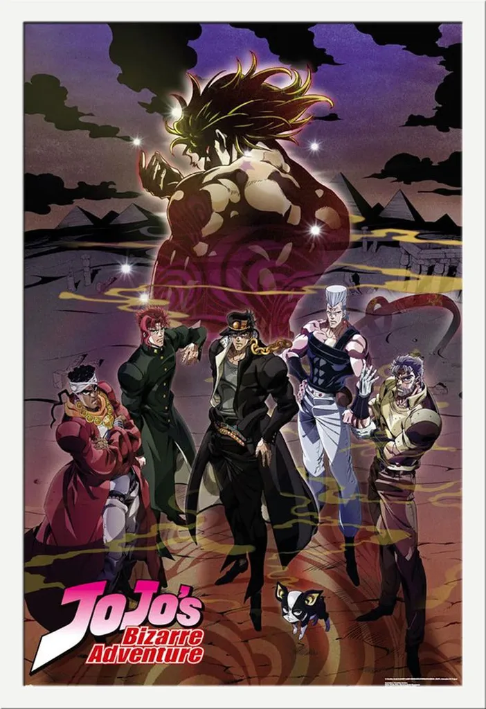 Poster Jojo's Stardust Crusaders sous cadre MDF blanc Shinsuke