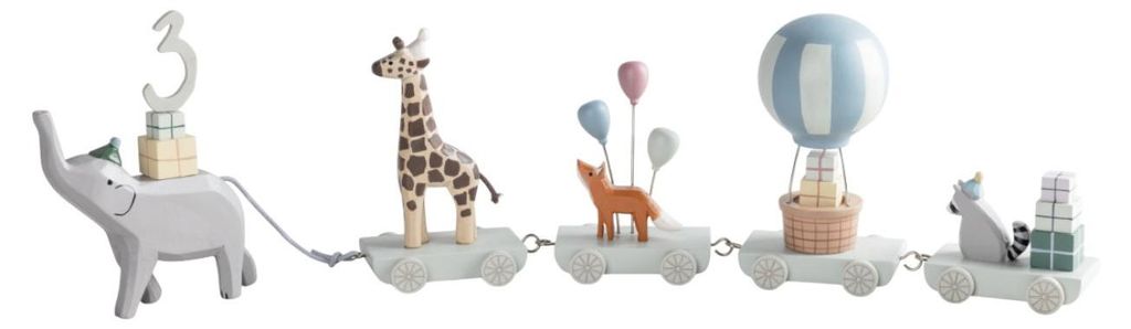 Sebra Geburtstagszug aus Holz mit Tieren & Elefant, für Produktbild 