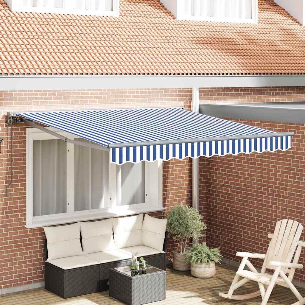 2025 Moderne Einziehbare Markise Blau und Weiß 350x250 cm Stoff - Markisen,Design 8087016 2parcel