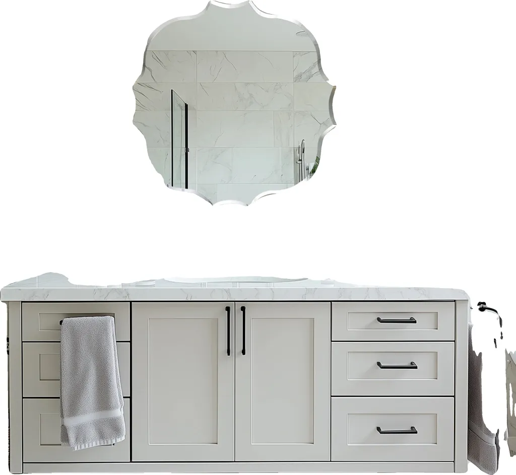 Miroir mural de salle de bain sans chanfrein forme irrégulière 60x60cm