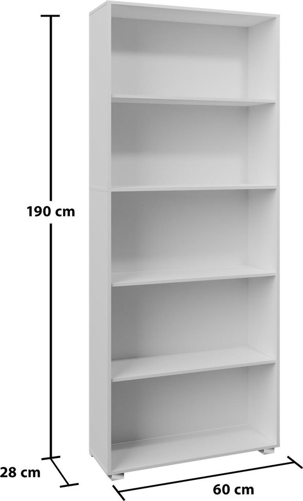 CASARIA® Étagère bibliothèque blanc 190 x 60 x 28 cm Meuble Image du produit 