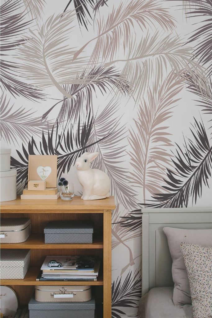 Coloray Fototapete 250x104 cm Latextapete Magicstick - Palm verlässt minimalistisches Palmblatt