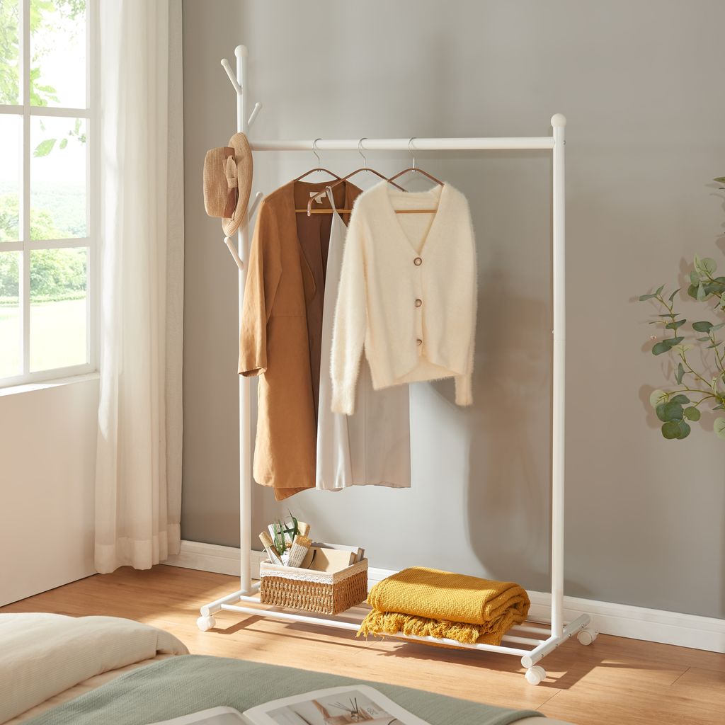 Rollbarer Garderobenständer 'Snåsa' 170x105x43 cm Weiß