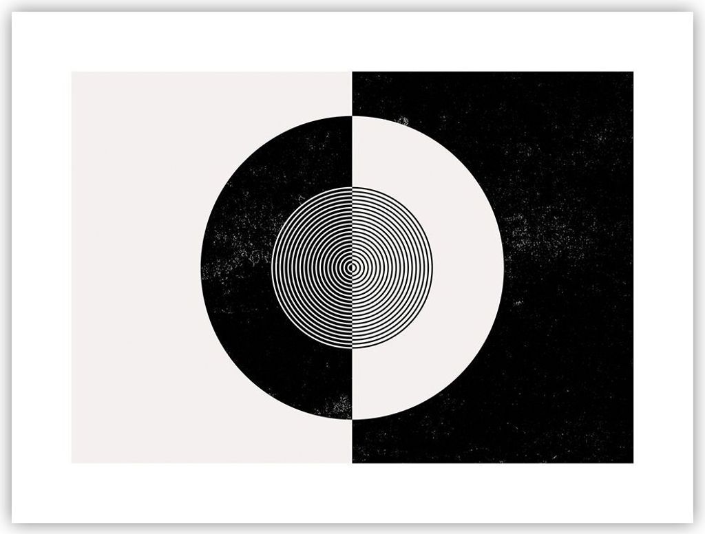Poster - Poster ohne Rahmen - Abstraktion Rad Schwarz und Weiß - 40x30 cm - Wand Bild - Wanddeko - Wandbilder - Kunstposter - Wandposter - Bilder ...