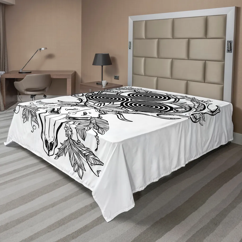 Drap de lit décoratif Boho Crâne de Cerf pour une chambre style Amérindien