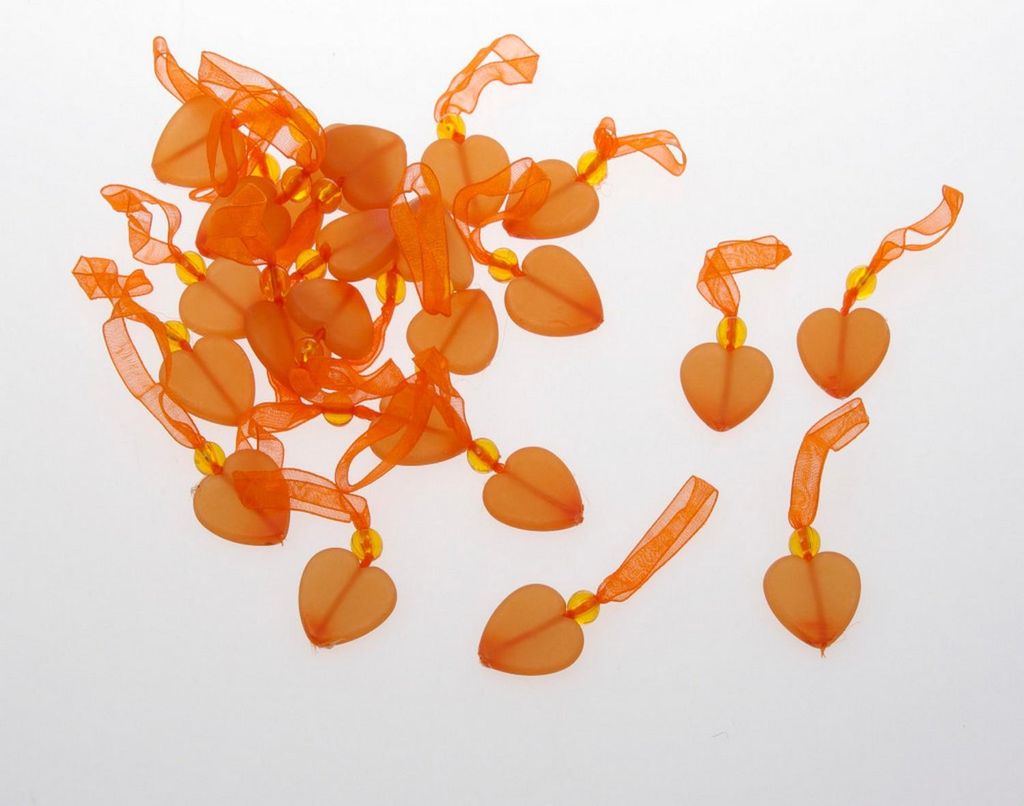 Herzen mit Perle - Hänger - Orange - 24mm - 24 Stück - 94244-24-25