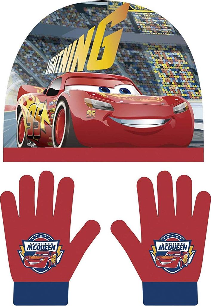 Disney Cars 2tlg. Winterset Kindermütze Kinderschal Kinderhandschuhe Mütze Schal Handschuhe WD11646 (Rot)