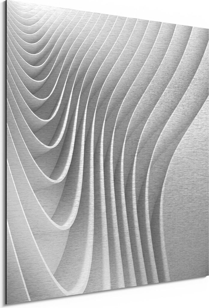 DEQORI Alu-Dibond Bild Silber 50x50 cm 'Lamellendesign' Wandbild Metall dünn Design