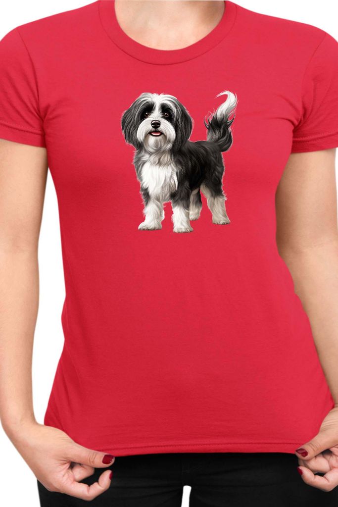 Damen T-Shirt Dogs Breeds Havanese Dog Breed 005, Lady L / Rot