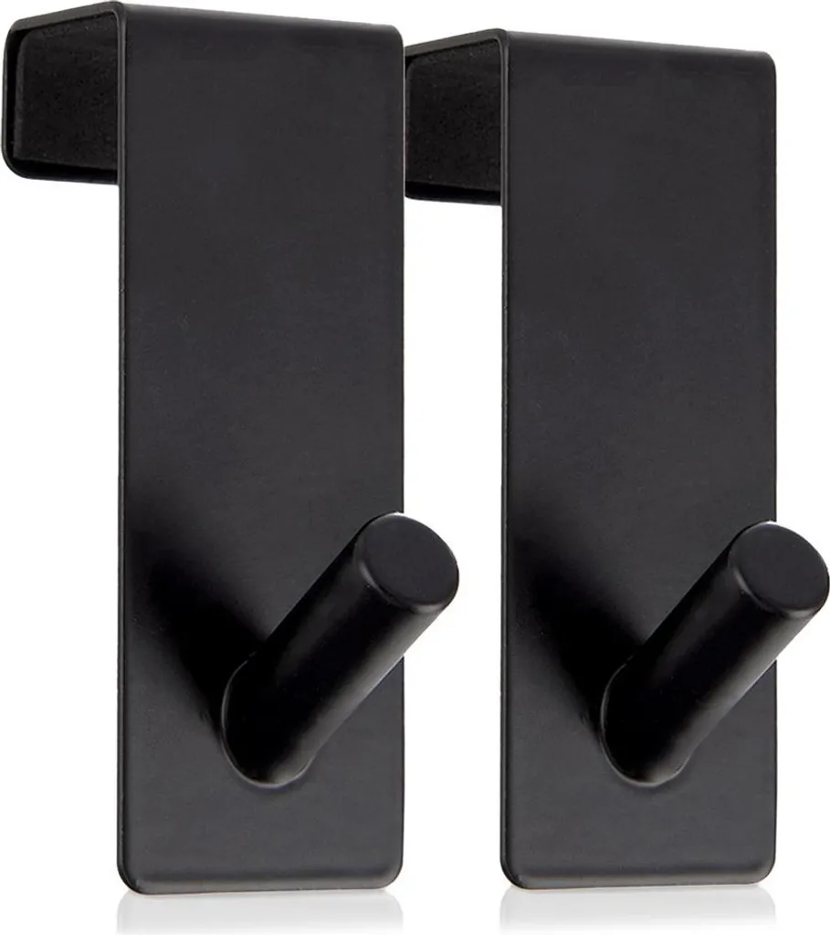 Set 2 Ganci Sopraporta Orion Nero Metallo - Salvaspazio Senza Trapano