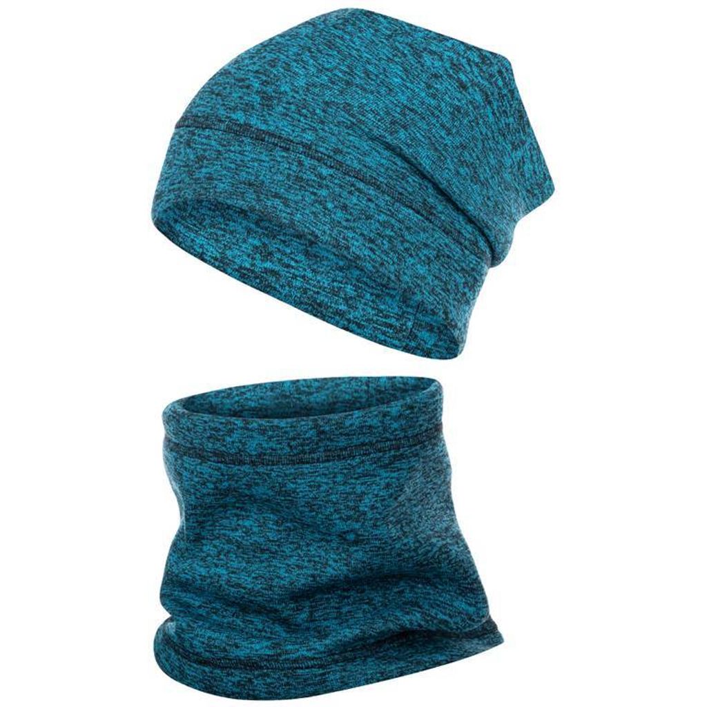 Wintermütze + Schlauchschal Winterset Beanie Snood Fleece, Türkis, Gr. 58-60