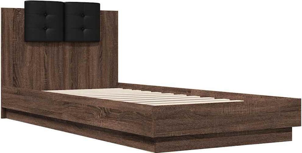 vidaXL Bettgestell mit Kopfteil Braun Eichen-Optik 90x200 cm