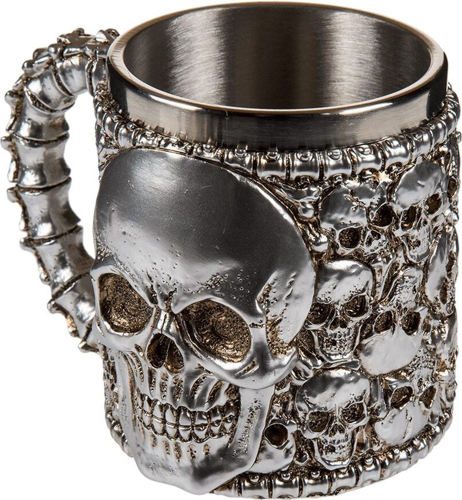 Out of the Blue Versilberter Becher Pokal Totenkopf Produktbild 