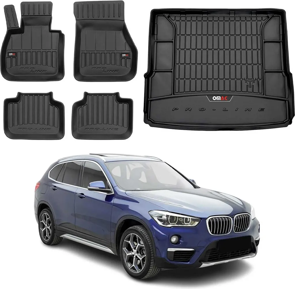 OMAC Kit tappetini e bagagliaio per BMW X1 F48 2015-2022 Premium Nero