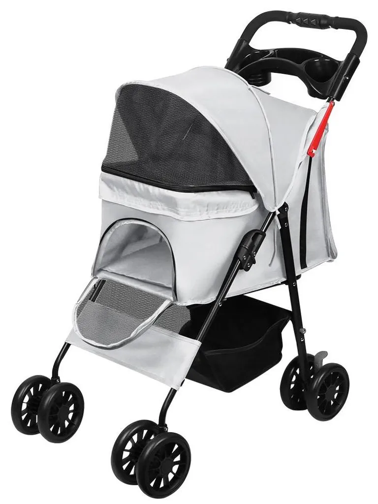 Poussette pour chien âgé ou blessé - Chariot de transport gris pliable