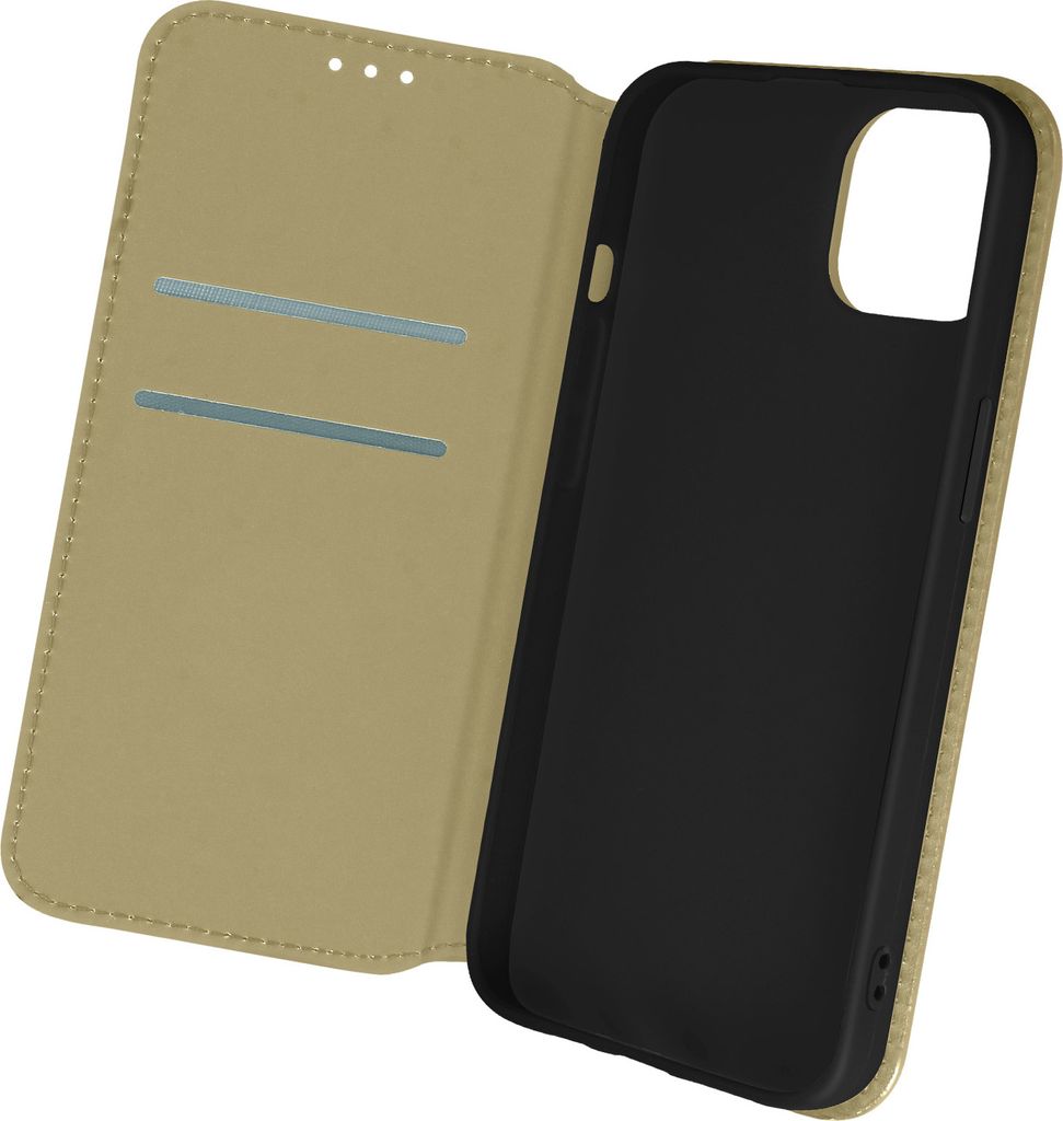 Kunstleder Cover Classic Edition, Klappetui für Apple iPhone 13 Pro – Gold