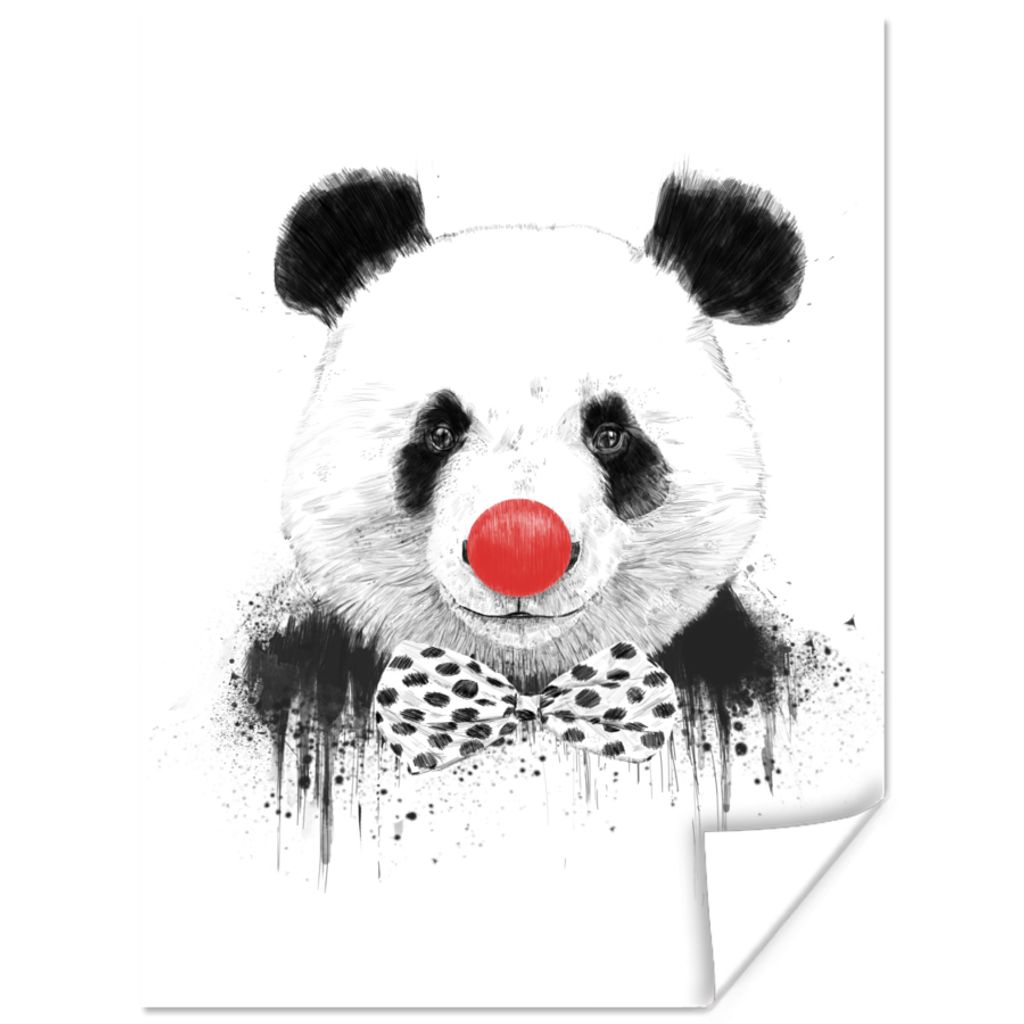 MuchoWow Poster Panda - Clown - Schleife - Nase - Rot 90x120 cm - Wohnzimmer