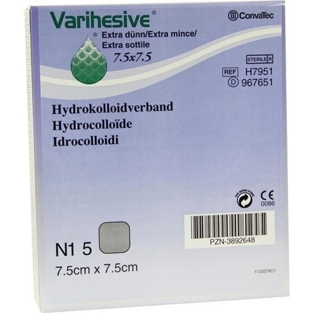 Varihesive extra thin 7,5x7,5 cm Hkv hydroactive 5 szt Zdjęcie produktu 