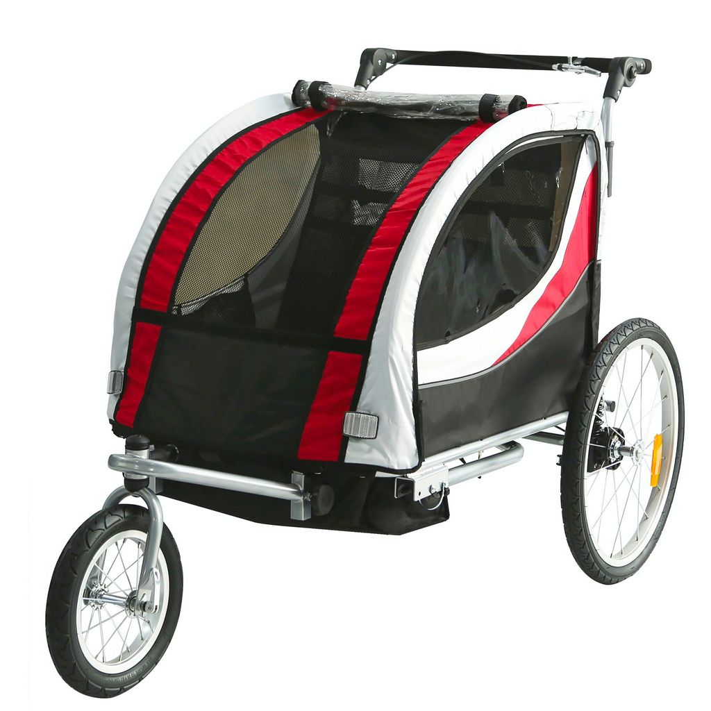 2-in-1 Kinder Fahrradanhänger Kinderwagen Anhänger Kinderanhänger Max.40KG 