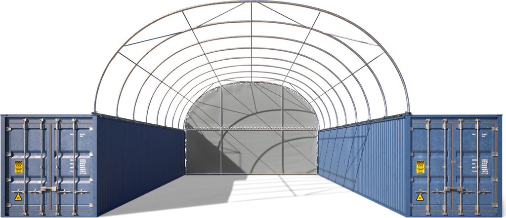 TOOLPORT Rückwand für Container Überdachung 8m Breite – PRIMEtex 2300 PVC Plane, grau