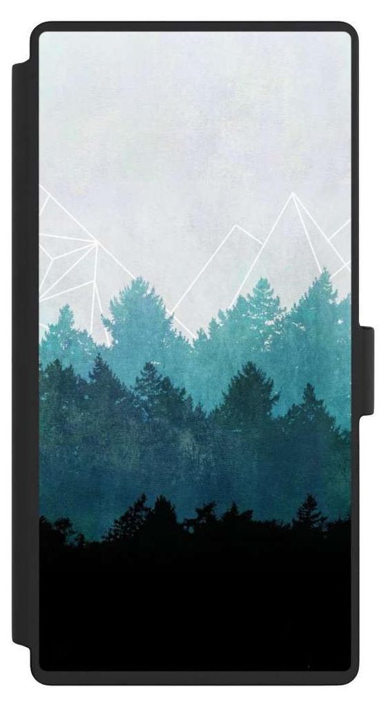 NIVOCASE Klapphülle für Samsung Galaxy S23 Ultra Handyhülle aus Kunst Leder NIVOflip schwarz Abstrakt Baum Wald