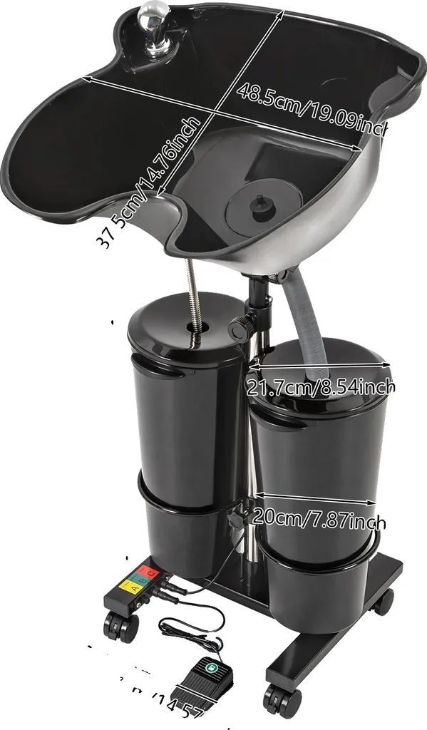 Lave-tête Design Double Seau Noir avec Support Télescopique Flexible